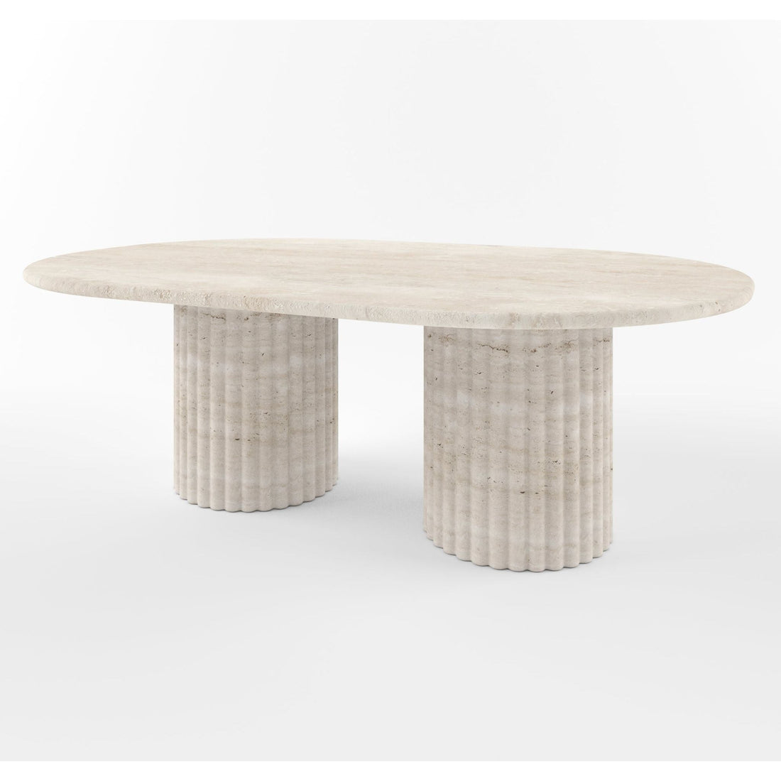 Table basse ovale en travertin Aya - Design intemporel et élégant