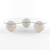 Arena Glass Coffee Table Organic – Travertine Spheres