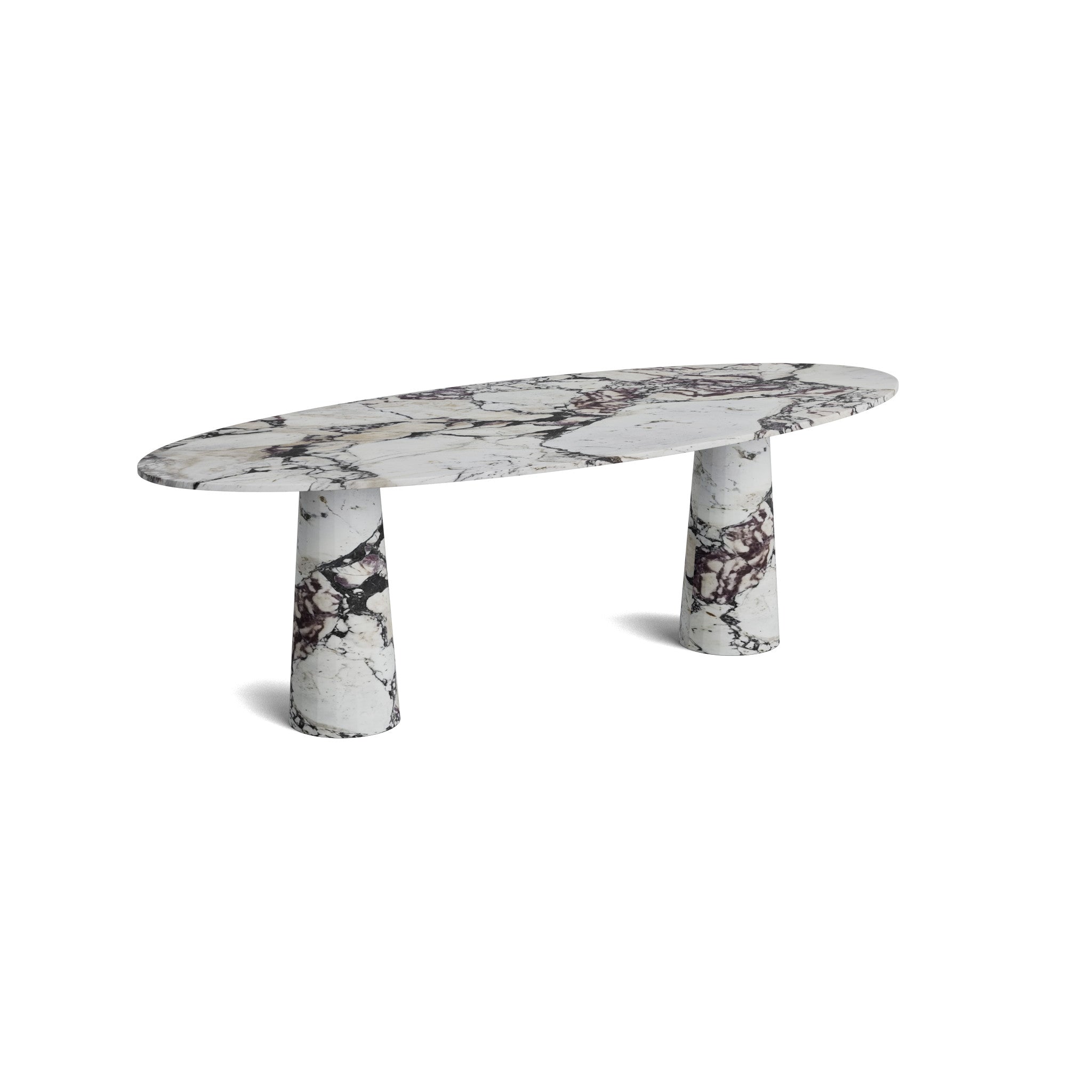Marble oval dining table - Calacatta Viola - Pebble - Honed
