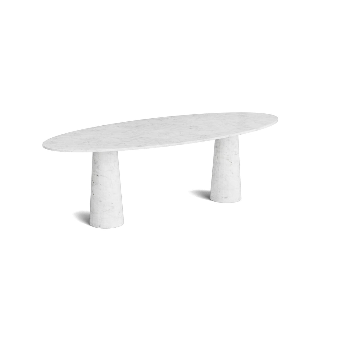 Marmeren ovale eettafel - Bianco - Pebble - Gepolijst