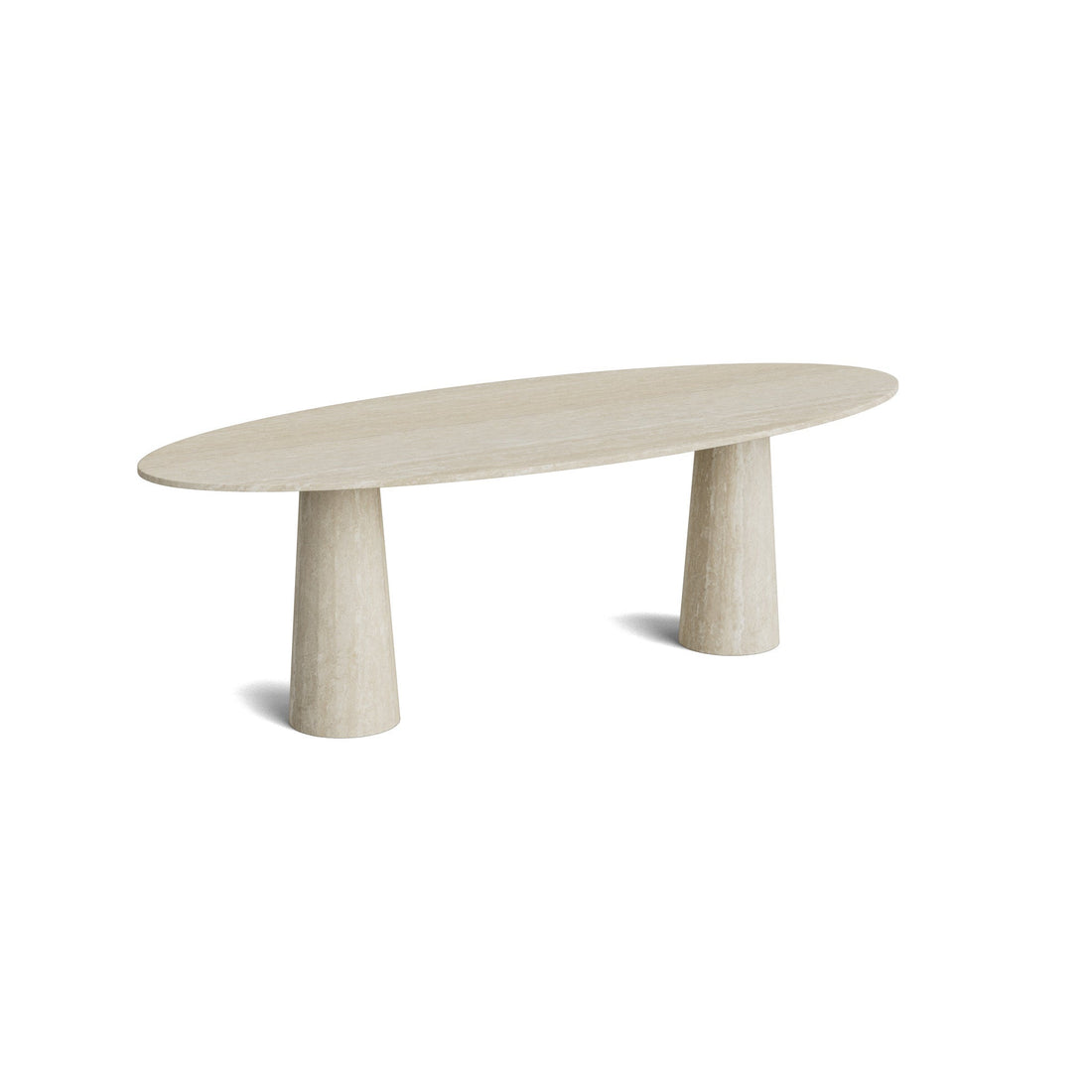 Travertine oval dining table - Light Veincut - Pebble Small - Honed