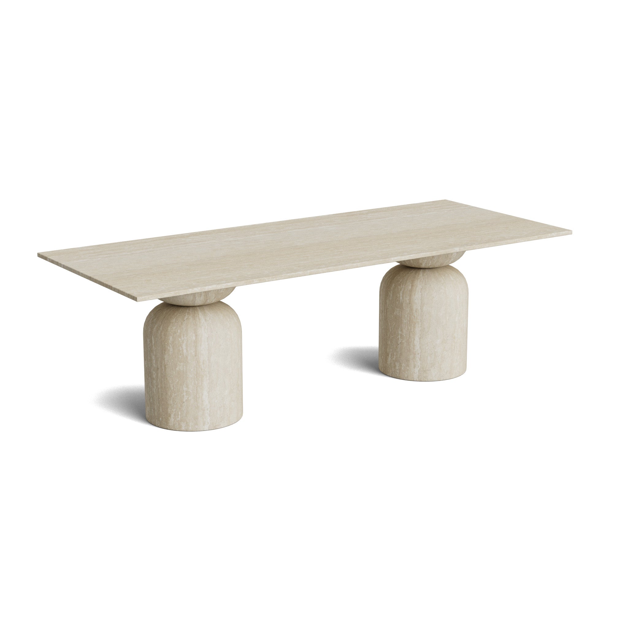 Travertine rectangular dining table - Light Veincut - Tornado - Honed