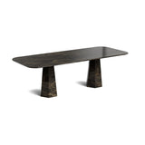 Marble rounded rectangular dining table - Dark emparador - RockCone - Polished