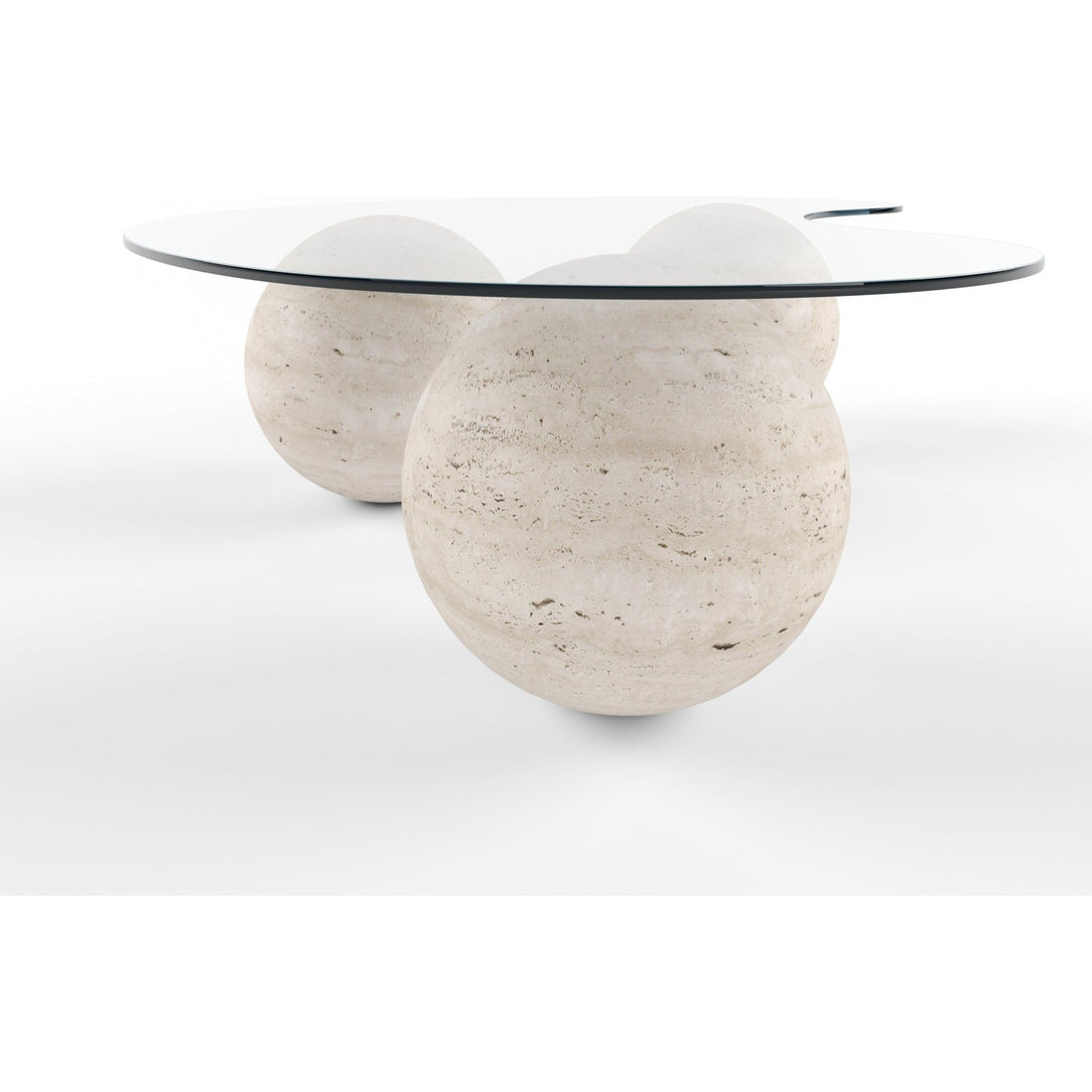 Arena Glass Coffee Table Organic – Travertine Spheres