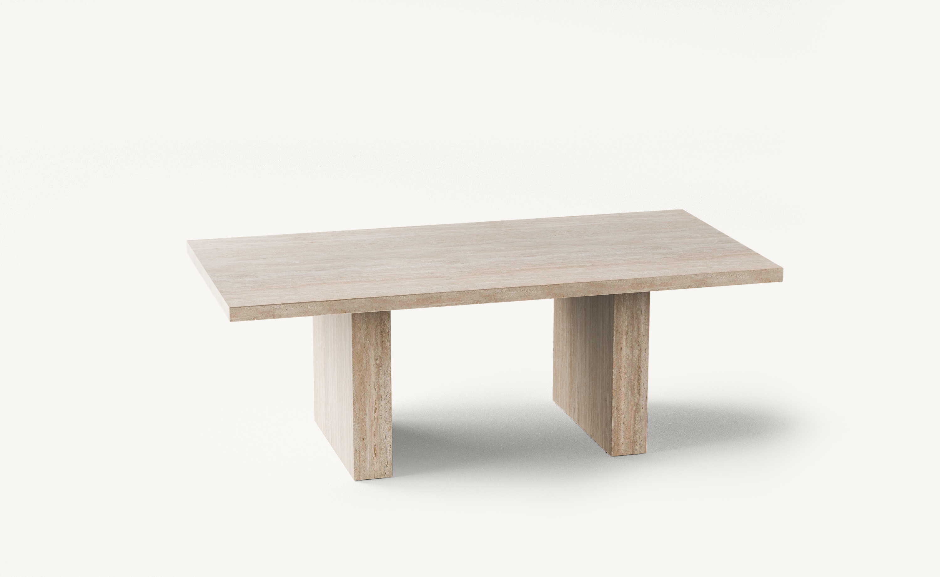 Table de salle à manger rectangulaire en travertin Jasmin