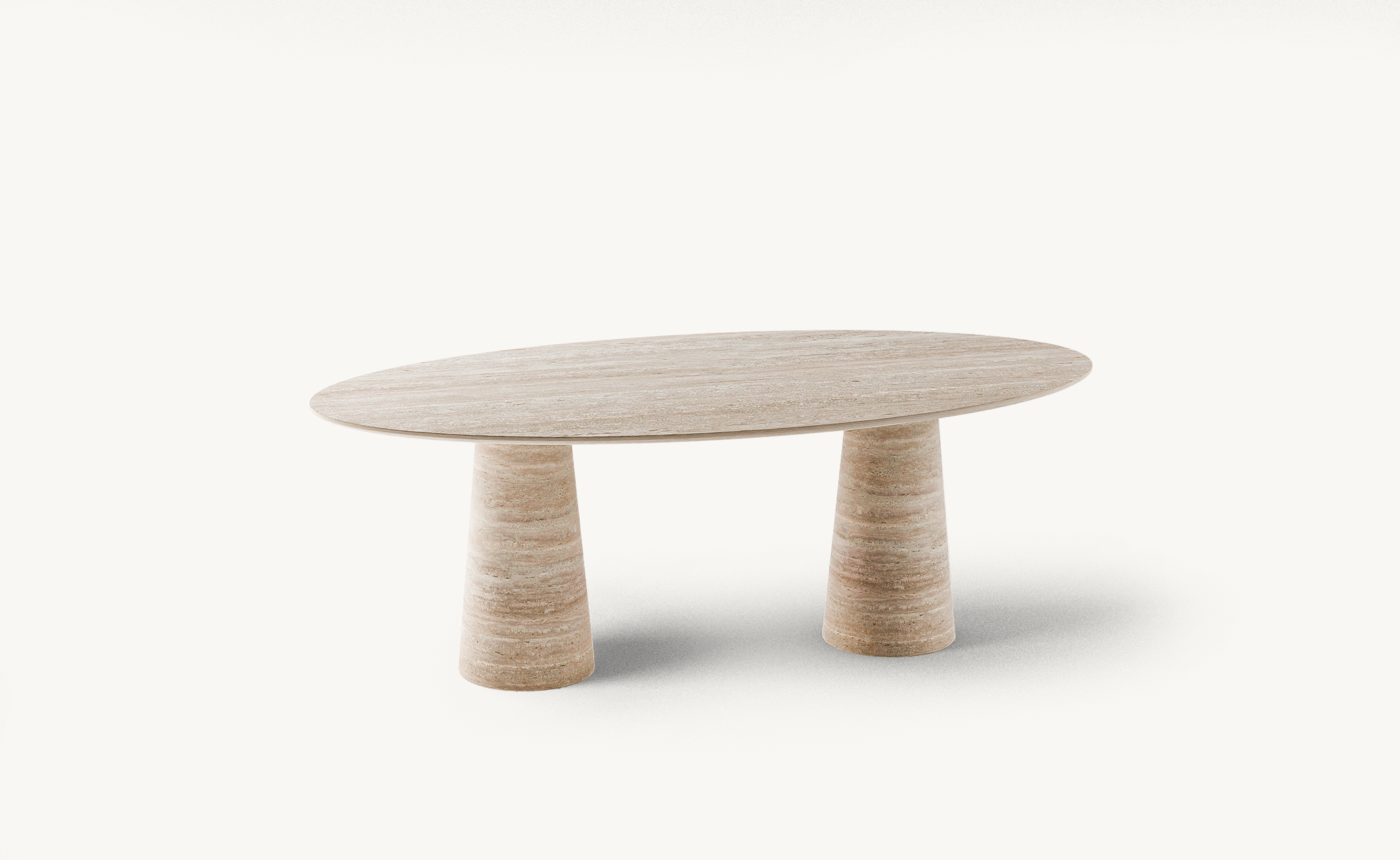 Table de salle à manger ovale en travertin Dyara