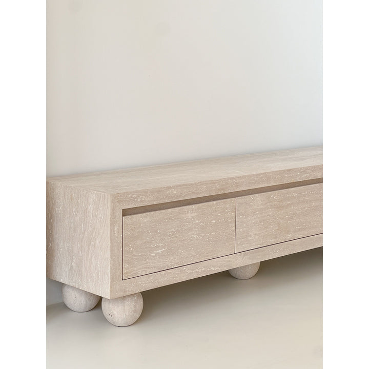 Travertine TV Cabinet Lunar - Handmade and Elegant