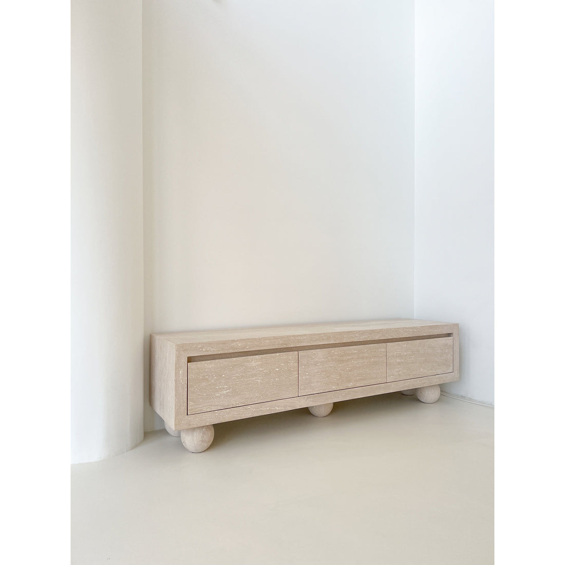 Travertine TV Cabinet Lunar - Handmade and Elegant