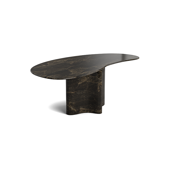 Organic Marble Dining Table - Dark Emparador - Ebb - Polished