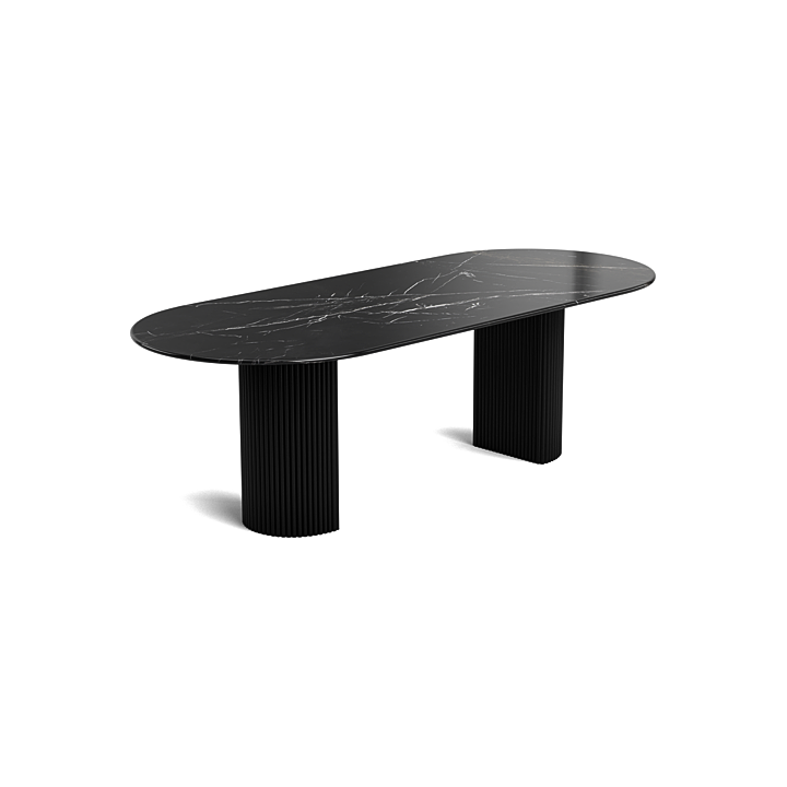 Marmeren ovale eettafel Adora - Noir zwart marmer - 260x100 cm - Gepolijst