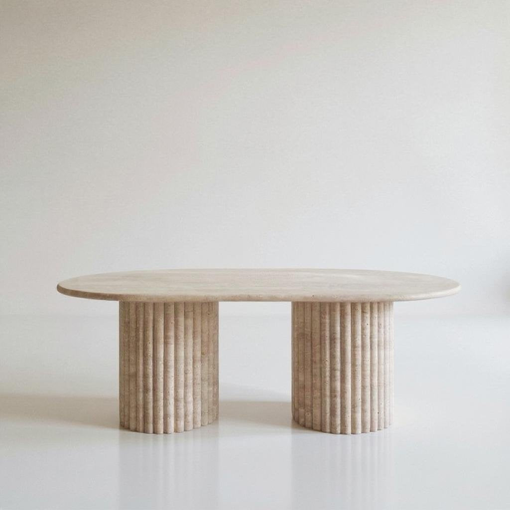 Table basse ovale en travertin Aya - Design intemporel et élégant