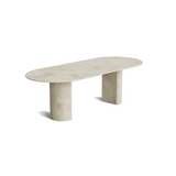 Travertine ovale dining table - Light Crosscut - Flute Natural Stone - Honed