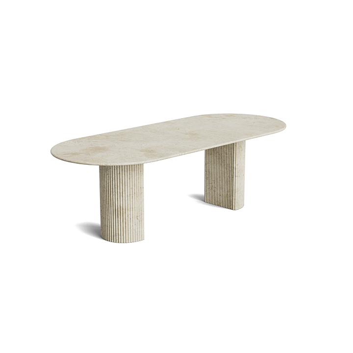 Table à manger ovale - Light Crosscut - Flute Natural Stone - Adouci