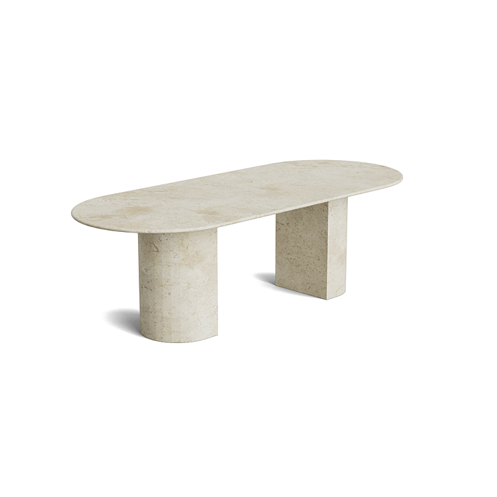 Travertine oval dining table - Light Crosscut - Hillside Big - Honed