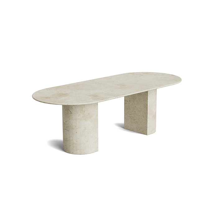 Travertin ovale eettafel - Light Crosscut - Hillside Big - Gezoet