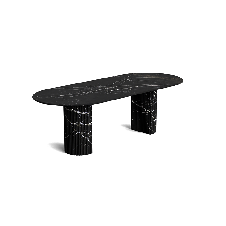 Marble ovale dining table - Noir - Flute Natural Stone - Honed