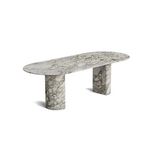 Marble oval dining table - Calacatta Green - Flute - Honed