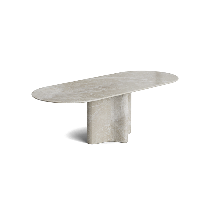 Organic Marble Oval Dining Table - Vanilla - Ebb - Polished