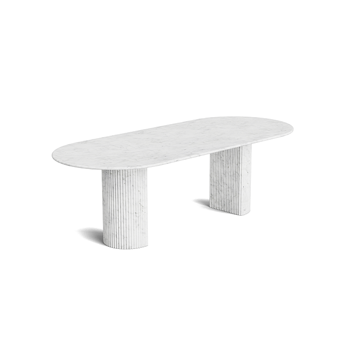 Marble oval dining table - Bianco - Flute Natural Stone - Honed