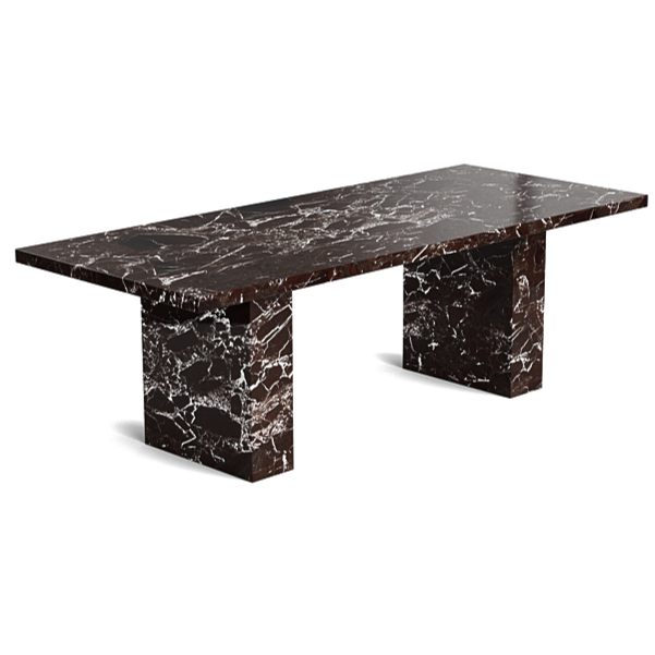 Marble Rectangular Dining Table - Cherry - Ridge - Polished