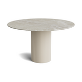 Marble round dining table - Beige River - Ripple Wooden - Polished