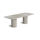 Rounded rectangular dining table - Beige River - Ripple - Polished