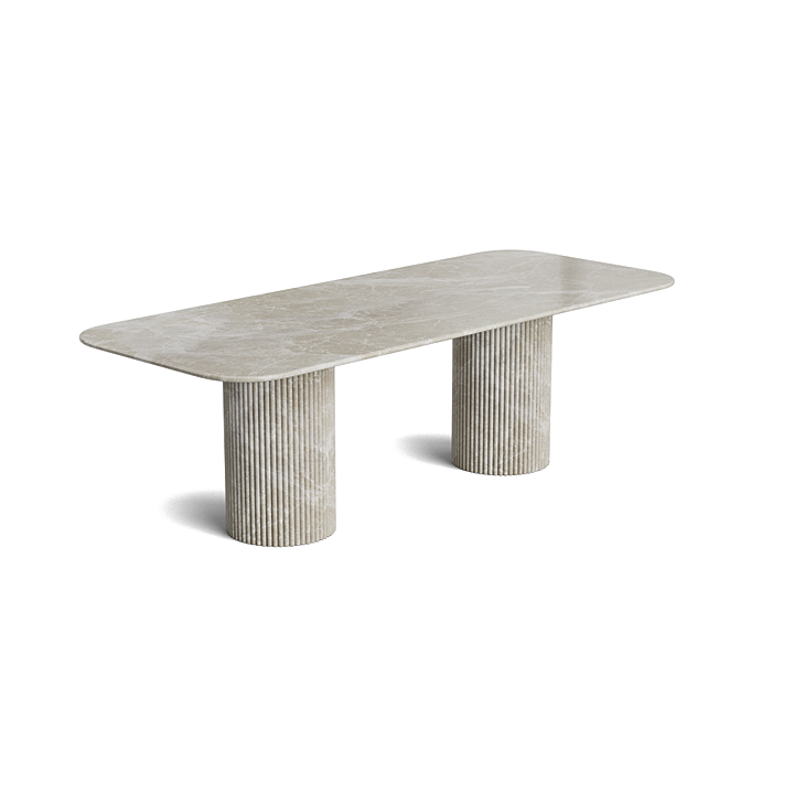 Rounded Rectangular Dining Table in Polished Marble - Vanilla - Ripple