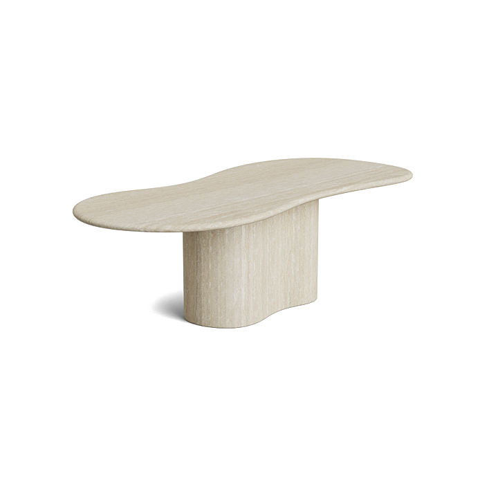 Organic Travertine ovale dining table - Light Veincut - Riverwave - Honed