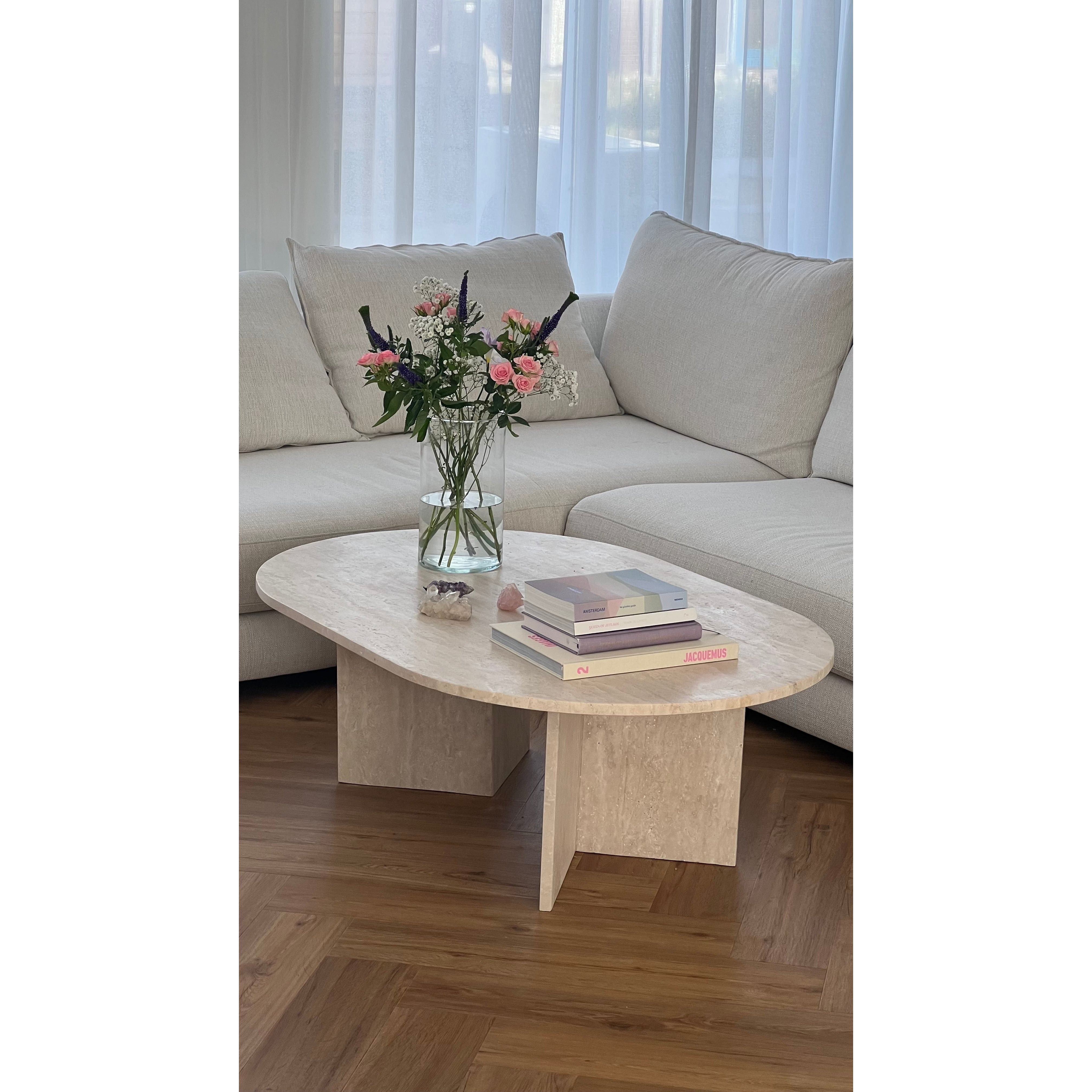 travertin salontafel ovaal Valor