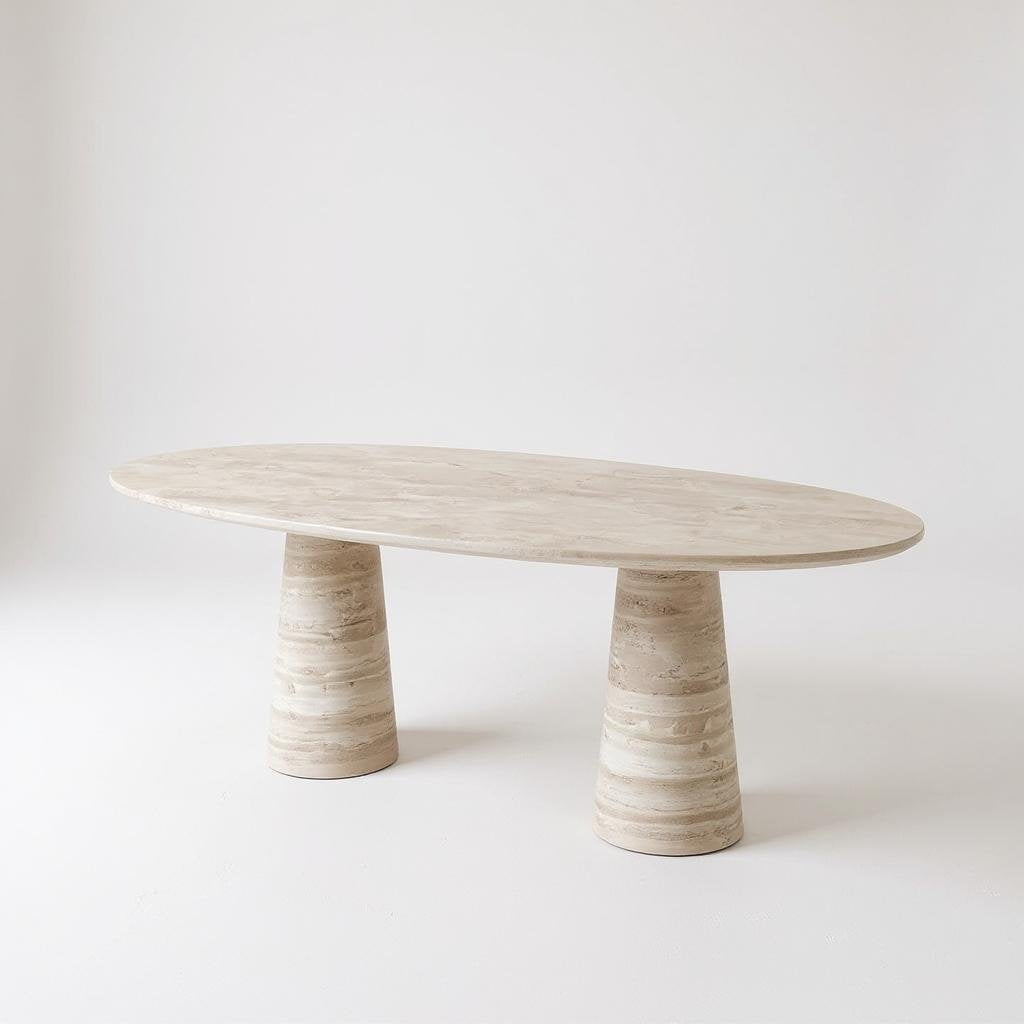 Dyara Travertine Oval Dining Table