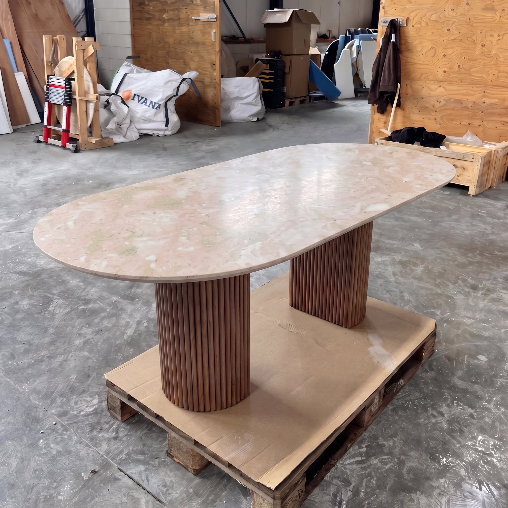 Eettafel Flute - Travertin - 180 x 90 cm
