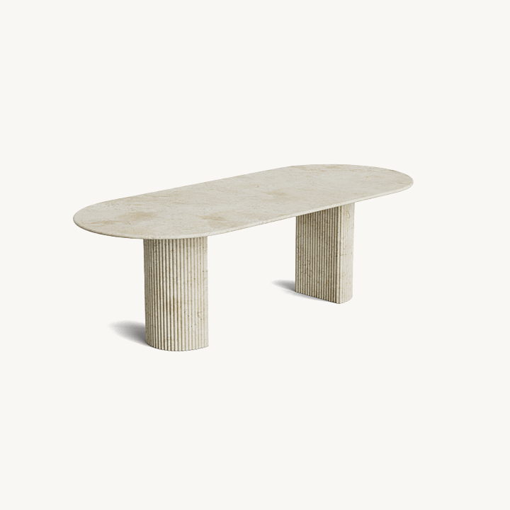 Table à manger à flûte Trvertin Ovale